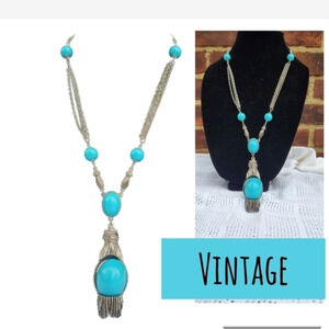 Vintage‎ Faux Turquoise Tribal Necklace